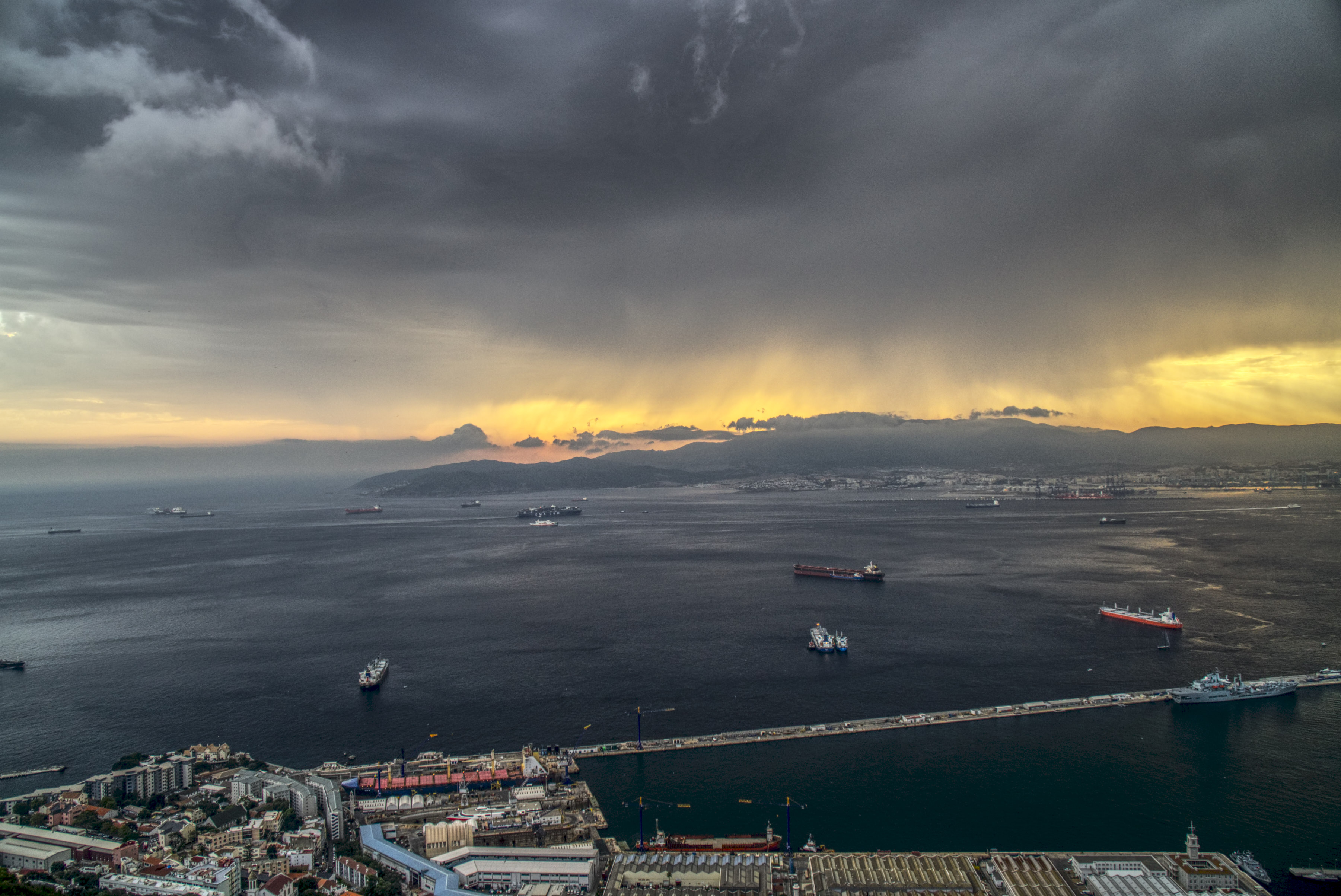 The sunset over Gibraltar