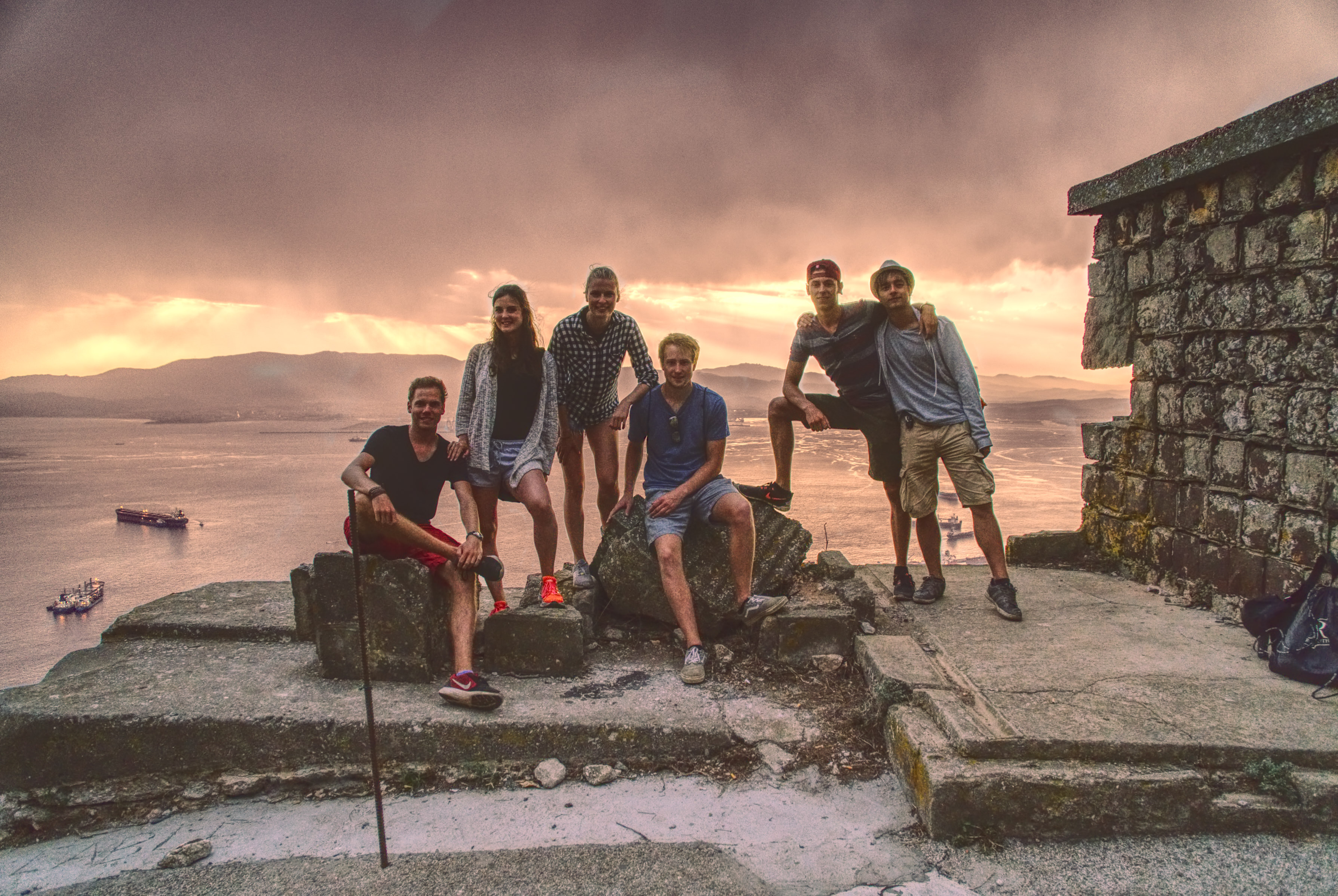 Group picture in front of the sunset / rain mixture